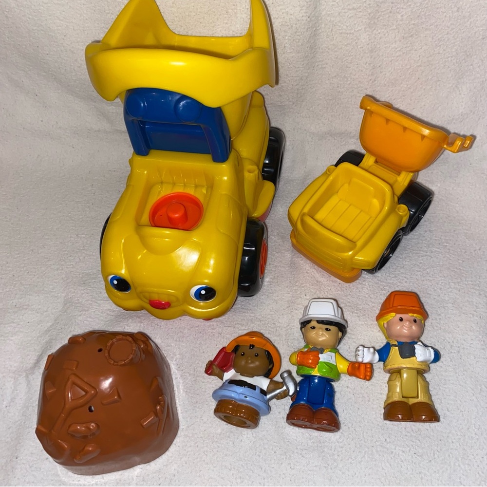 Little People construction trucks people and rock set Fisher Price